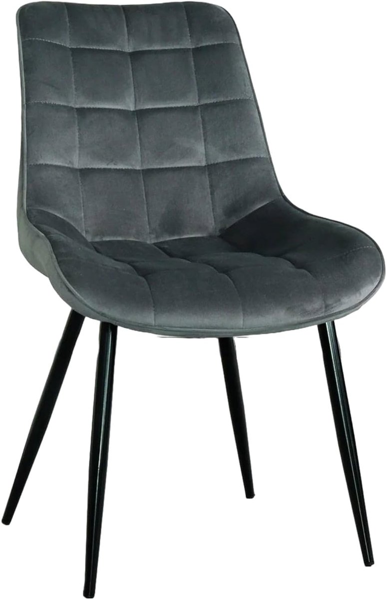 Eetkamerstoel set van 4 - grijze velvet eetkamerstoelen - eenvoudig te monteren - stijlvol en comfortabel - ShopVlot