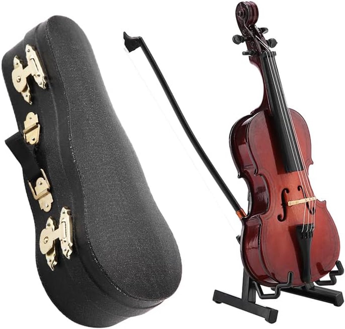 Miniatuur Cello 14 cm - Gelakt Lindenhout - Gedetailleerd Handgemaakt - Perfect voor Verzamelaar - ShopVlot