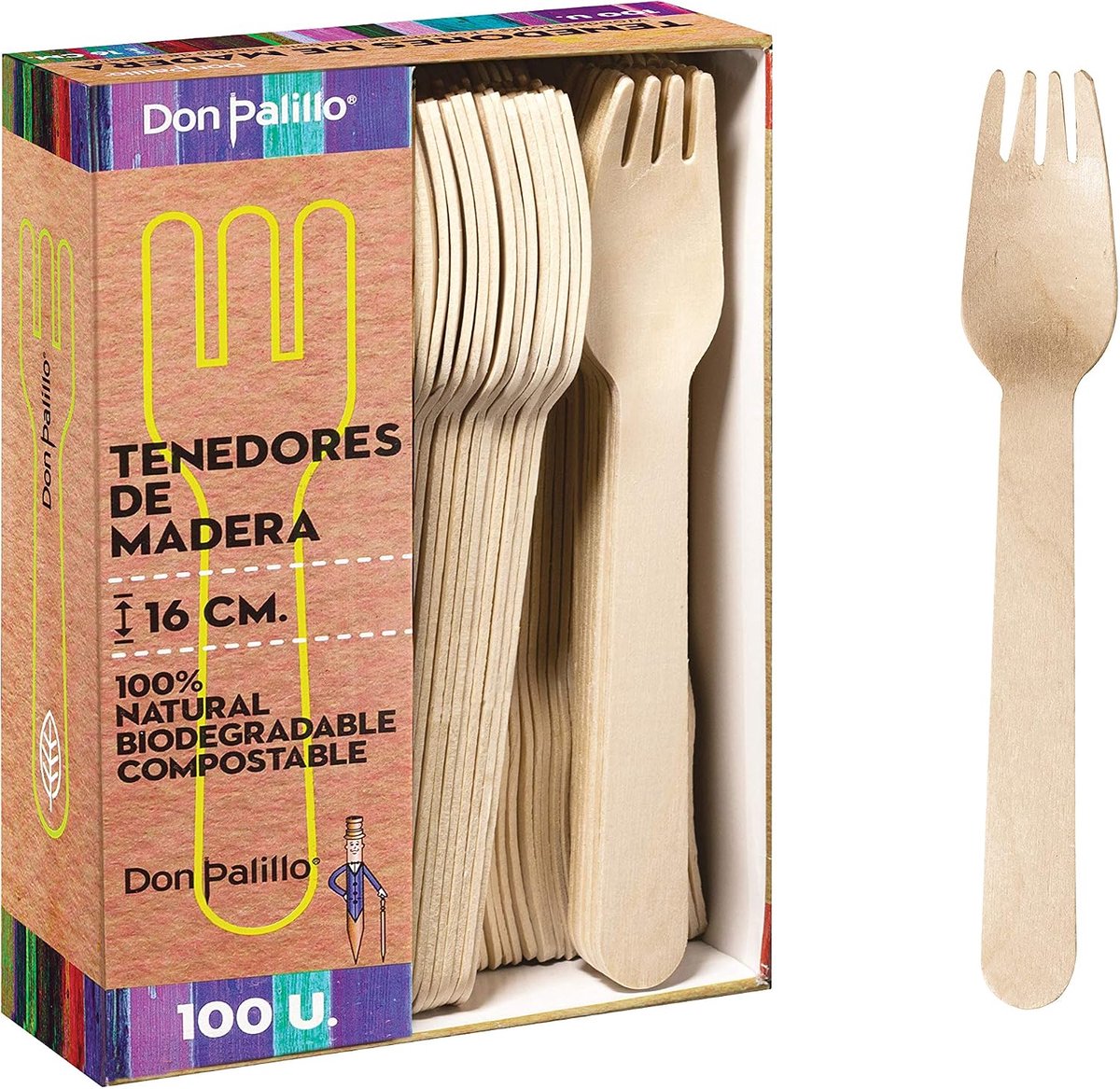 Houten vorken 16 cm - 100% natuurlijk - biologisch afbreekbaar - ideaal voor feesten - ShopVlot