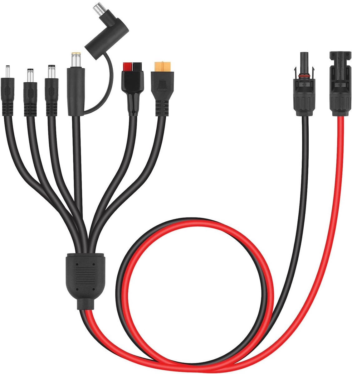 7-in-1 aansluitkabel voor zonnepaneel 1 m - MC4 naar XT60, Anderson, DC7909, DC5521 - 12AWG kabel - ShopVlot