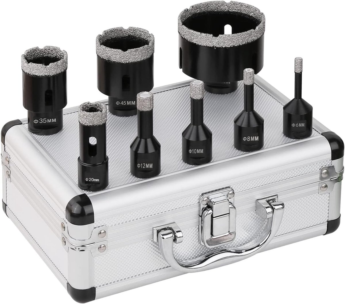 Diamant Tegelboor Set 8-delig - 6/8/10/12/20/35/45/68mm - Vacuum Gebrazerd - Ideaal voor Natuursteen en Tegels - ShopVlot