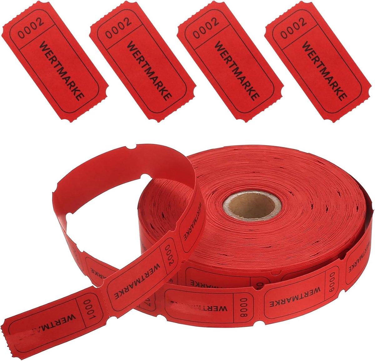 Drinkmunten rol van 1000 stuks - rode papier coupons - genummerd - ideaal voor evenementen - ShopVlot