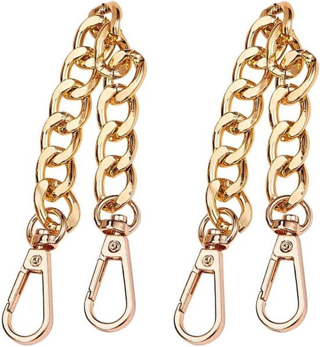 Gouden Zinklegering Platte Kettingriem - Set van 2 - Handtaskettingriem met Gespen - Voor Handtas, Clutch, Avondtas