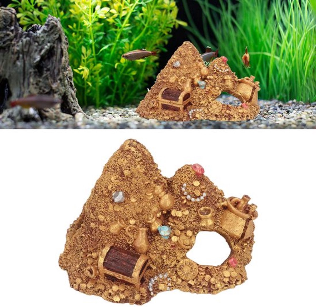 Vis Berg Schuilplaats Aquarium Schat Berg Aquarium Schuilplaatsen Decor Vis Gouden Berg Simulatie Hars Aquarium Schat Berg Schuilplaatsen Decoratie