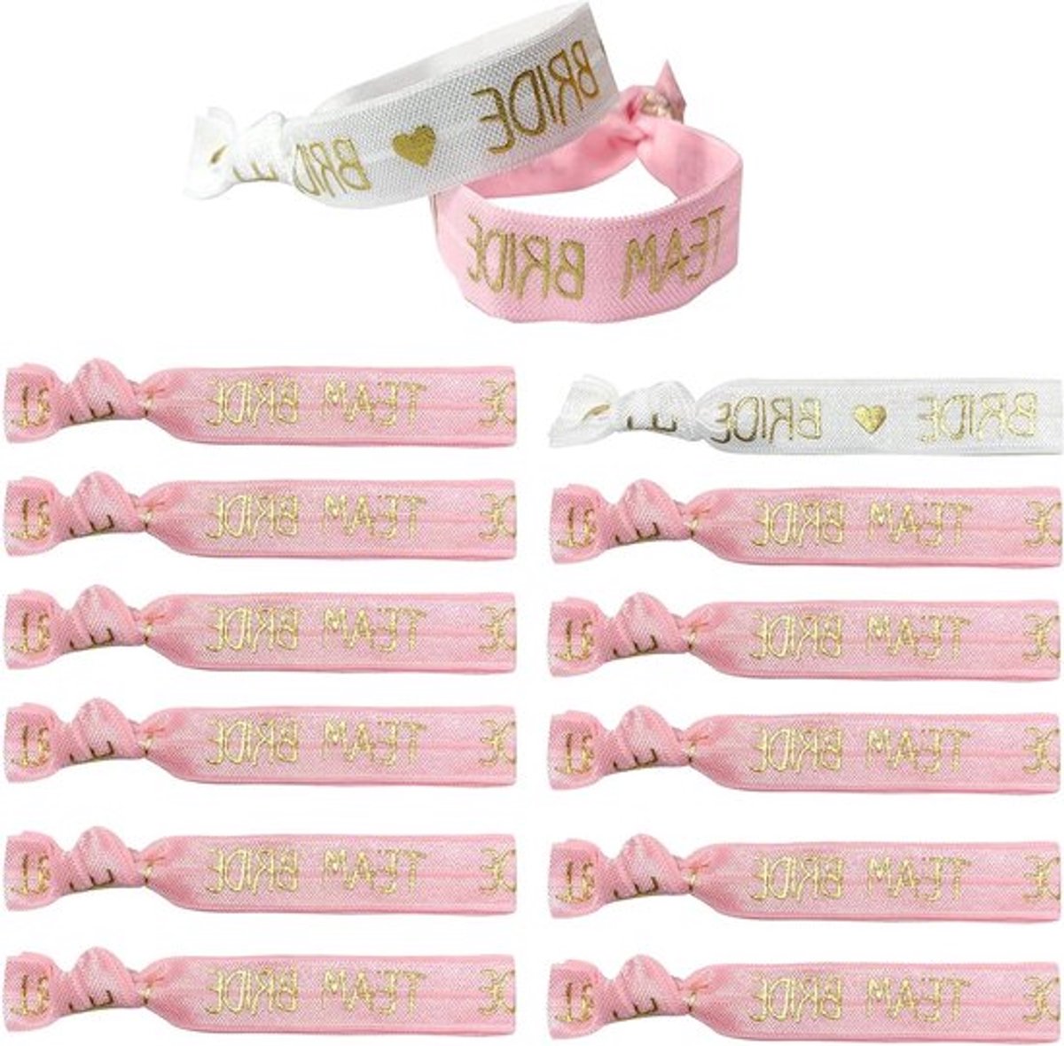 Elastische Team Bride Polsbandjes - Set van 11 stuks voor Vrijgezellenfeest - Bruidsarmband en Teambruid Accessoires