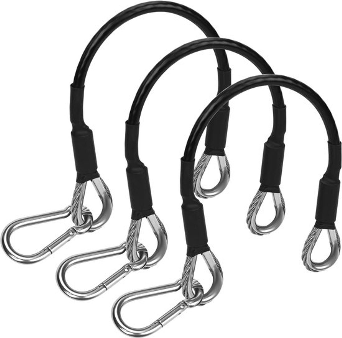 3 stuks verlengkabels voor fitnessapparaten + 3 stuks karabijnhaken, 25 cm verlengkabels voor fitness, compatibel met Bowflex voor LAT/Tricep Pull Down en beenoefeningen, thuisgymapparaat