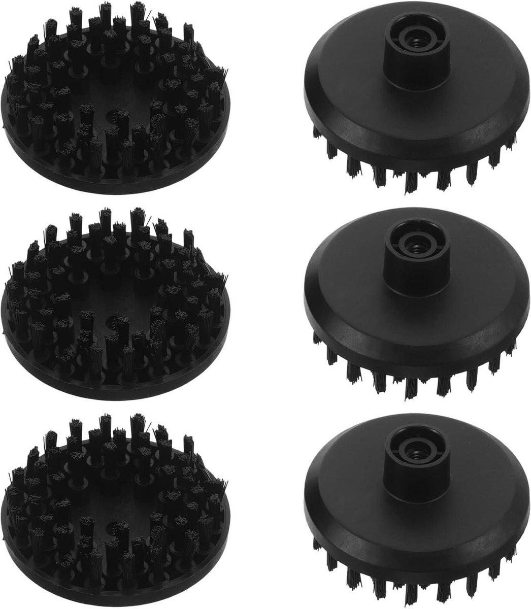 Vervangende Borstelkoppen - Stoomreiniger Accessoires - Grondig Schoonmaken - Snelwisselsysteem - 3 inch - Zwart