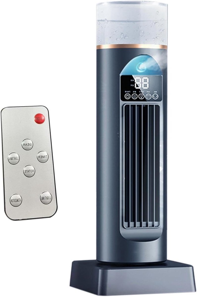 Torenventilator - Ventilator met mist - Persoonlijke koeling - Bladeless technologie - 37x13x13 cm - Zwart