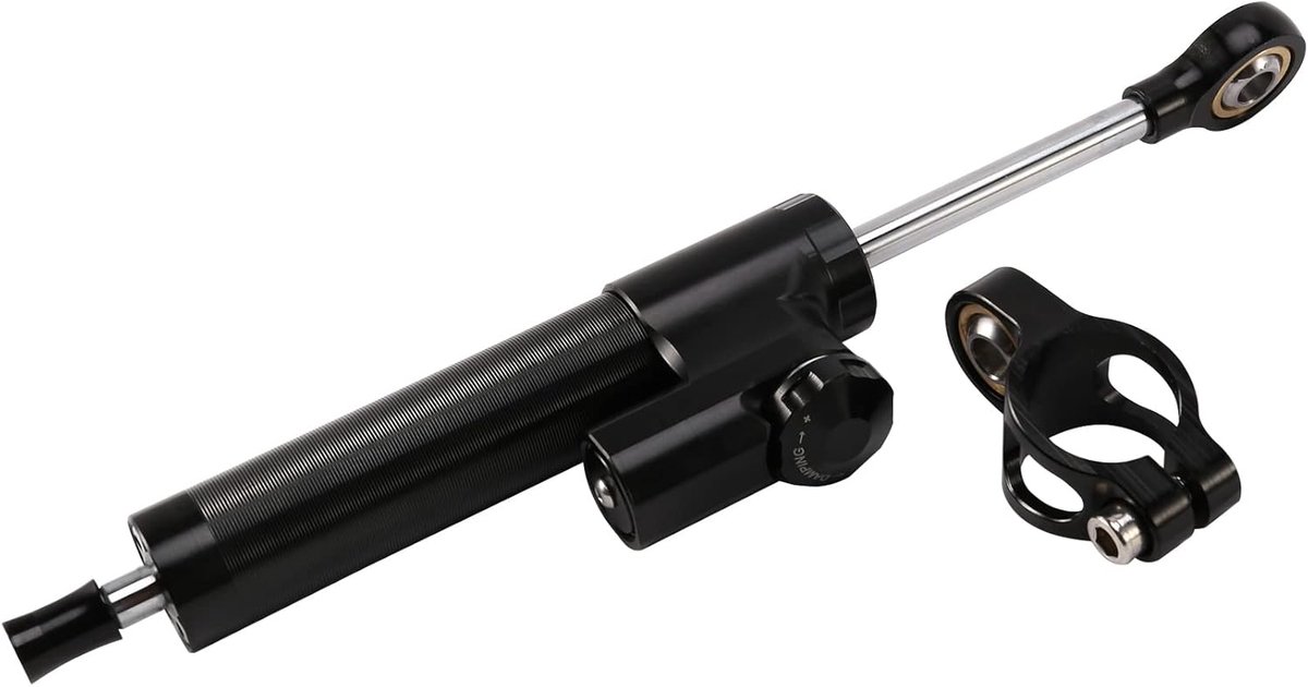 Motorfiets stuurdemper stabilisator - CNC zwart - versnellingstechnologie - ShopVlot