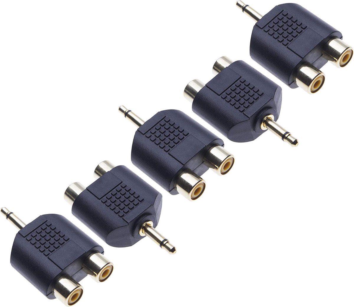 RCA Stereo Converter naar 3.5mm Mono - 5 Pack - Goudgeplateerd - Voor eenvoudige audioverbinding - ShopVlot