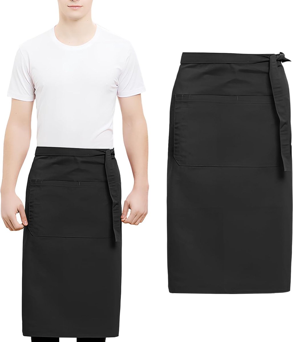 Keuken Schort 70 x 73 cm - Verstelbaar Halfschort met Zak - Ideaal voor Koken en Grillen - ShopVlot
