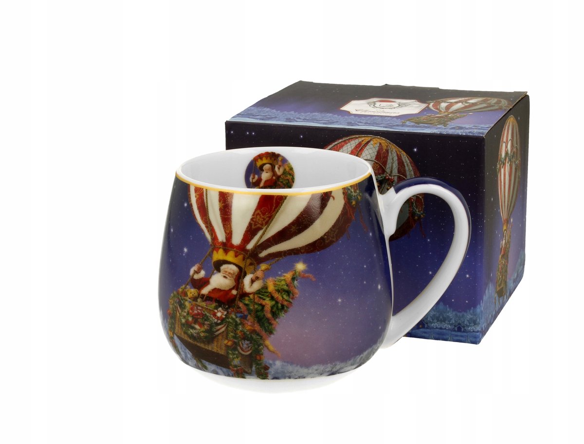 Merkloos Kerstmok 430ml met Vliegende Kerstman