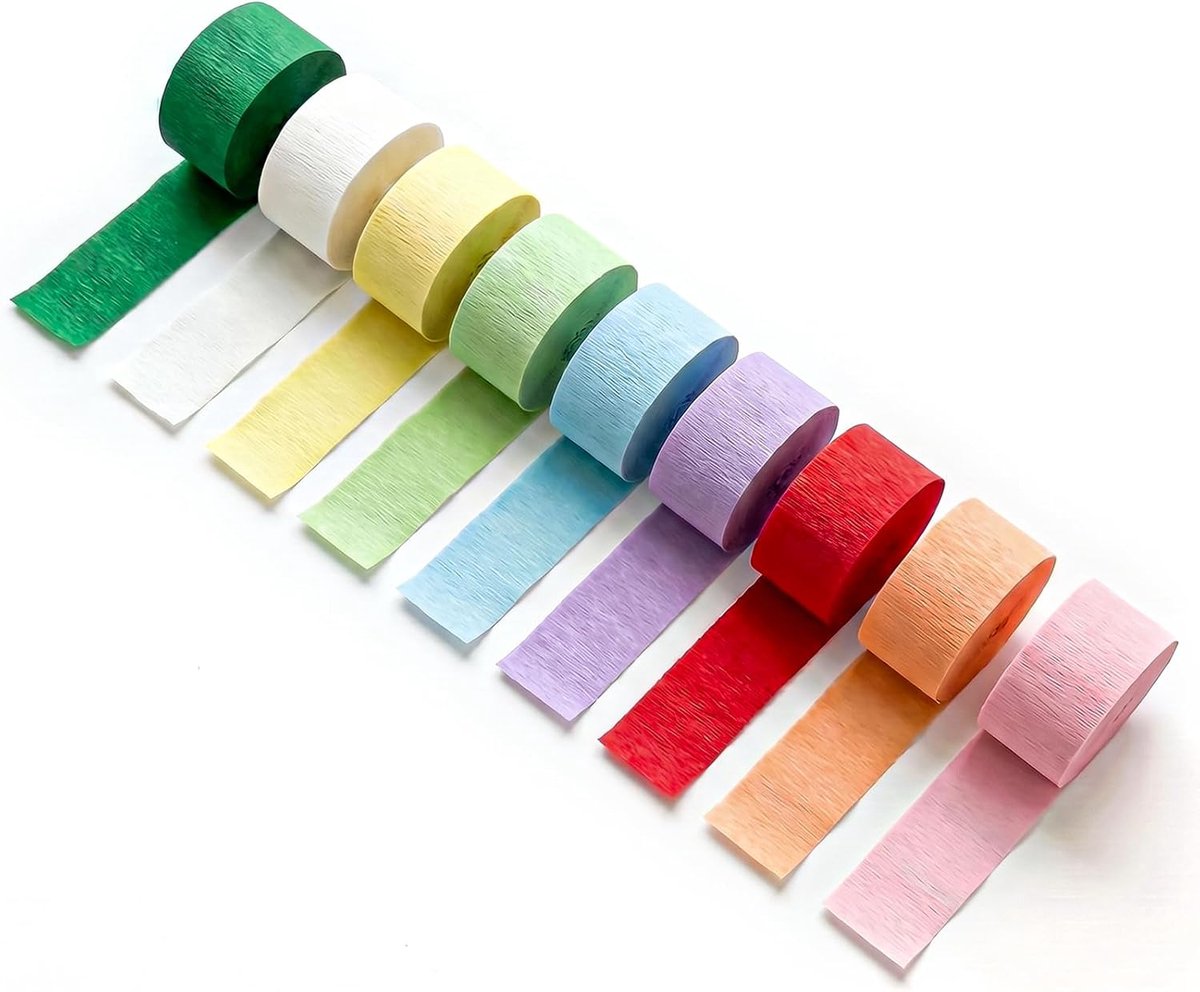 Feeststreamers 9 rollen pastelkleuren - veelzijdig gebruik - elegante decoratie - voor verjaardagen en bruiloften - ShopVlot