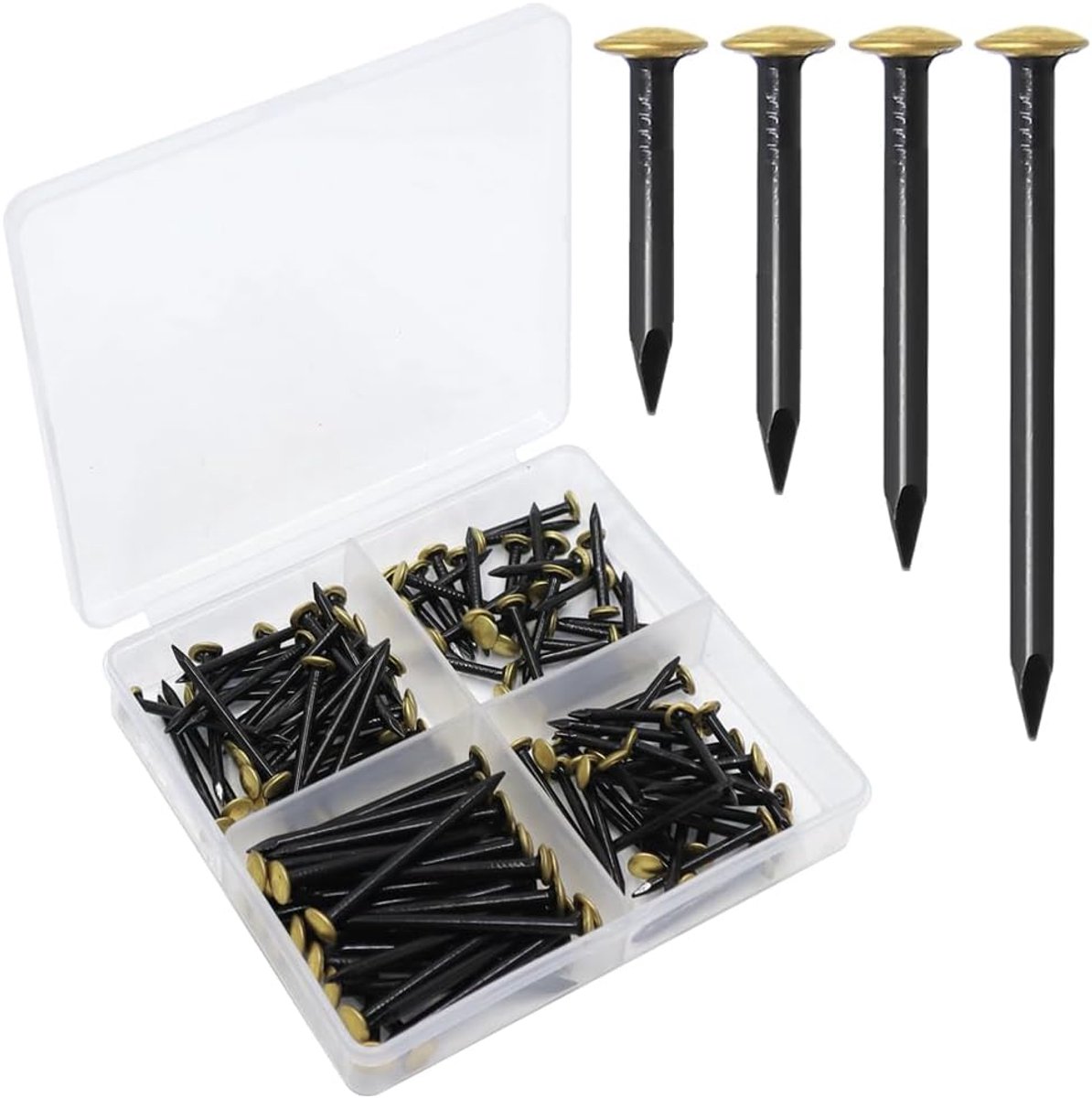 Houten Spijkers Pack van 120 - Diverse Maten 20/25/30/40 mm - Stalen Spijkers met Gouden Kop - ShopVlot