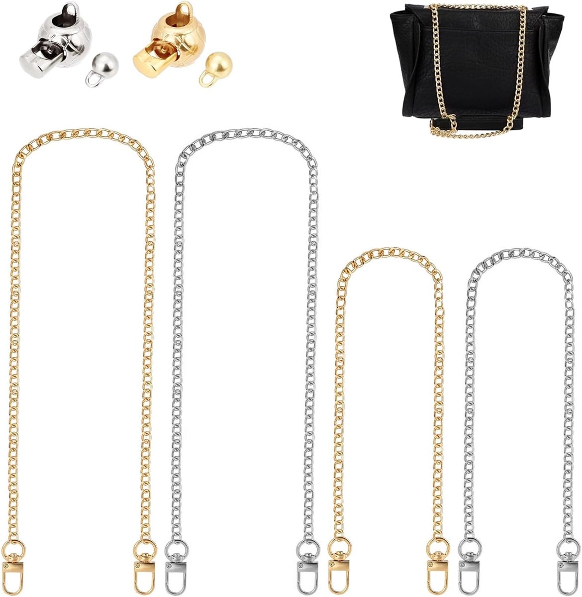 Ketting voor handtas 80cm en 120cm - zilver en goud - verstelbare lengte - luxe accessoire - SnelShoppen