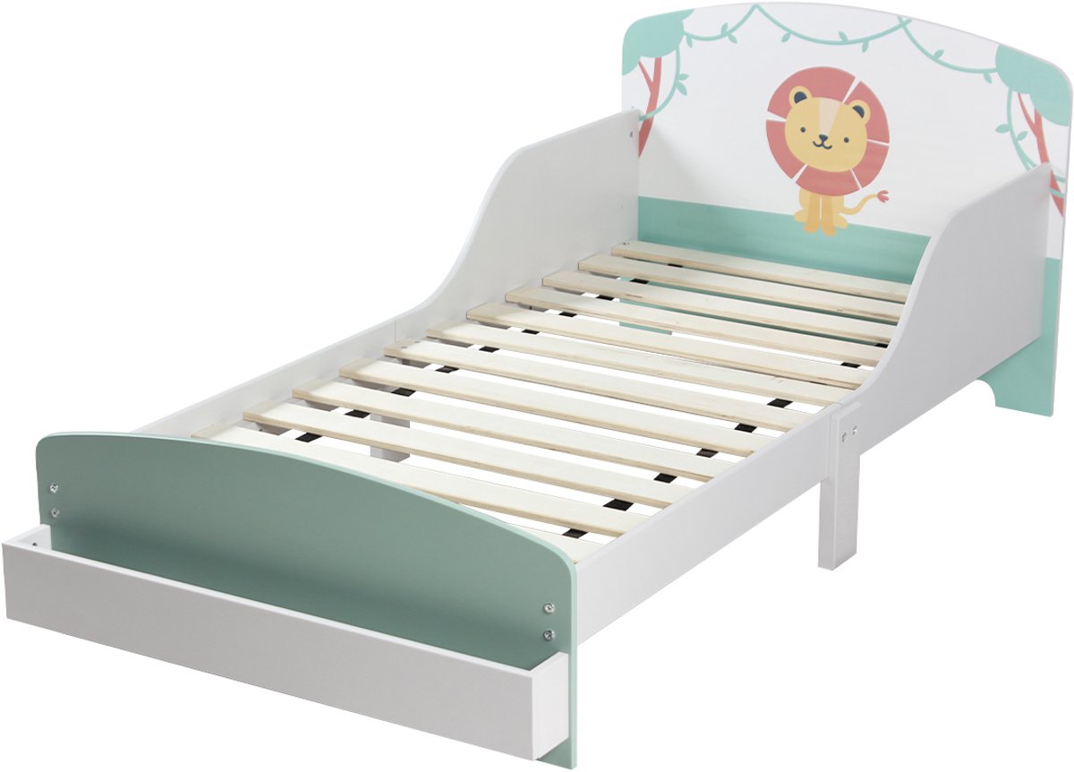 Kinderbed Kinderbed Wit-Mint Leeuw Peuterbed - afbeelding 2