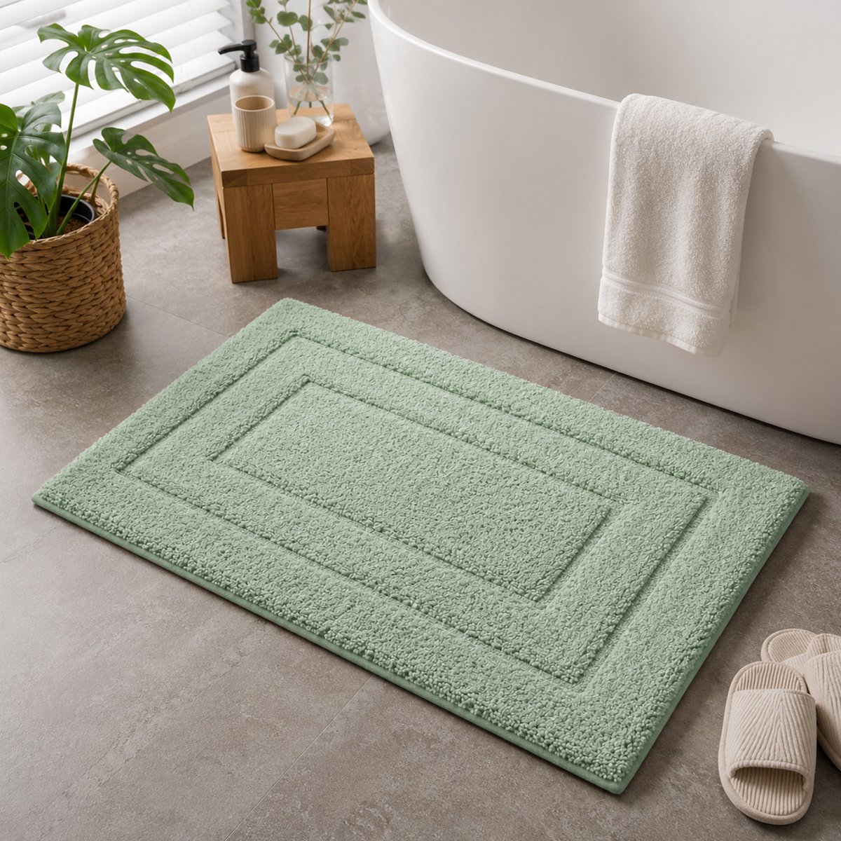 LitaLente Badmat Badkamer – 60x100 cm – Zachte Microvezel Badkamermat – Antislip & Absorberend – Machinewasbaar - Groen