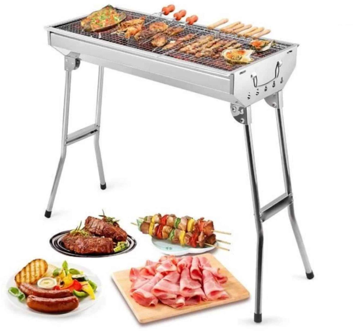 Casa Living Houtskool Barbecue - Opvouwbare Houtskool BBQ - Roestvrij Staal - Draagbaar Ontwerp - Geschikt voor Tuin en Picknick