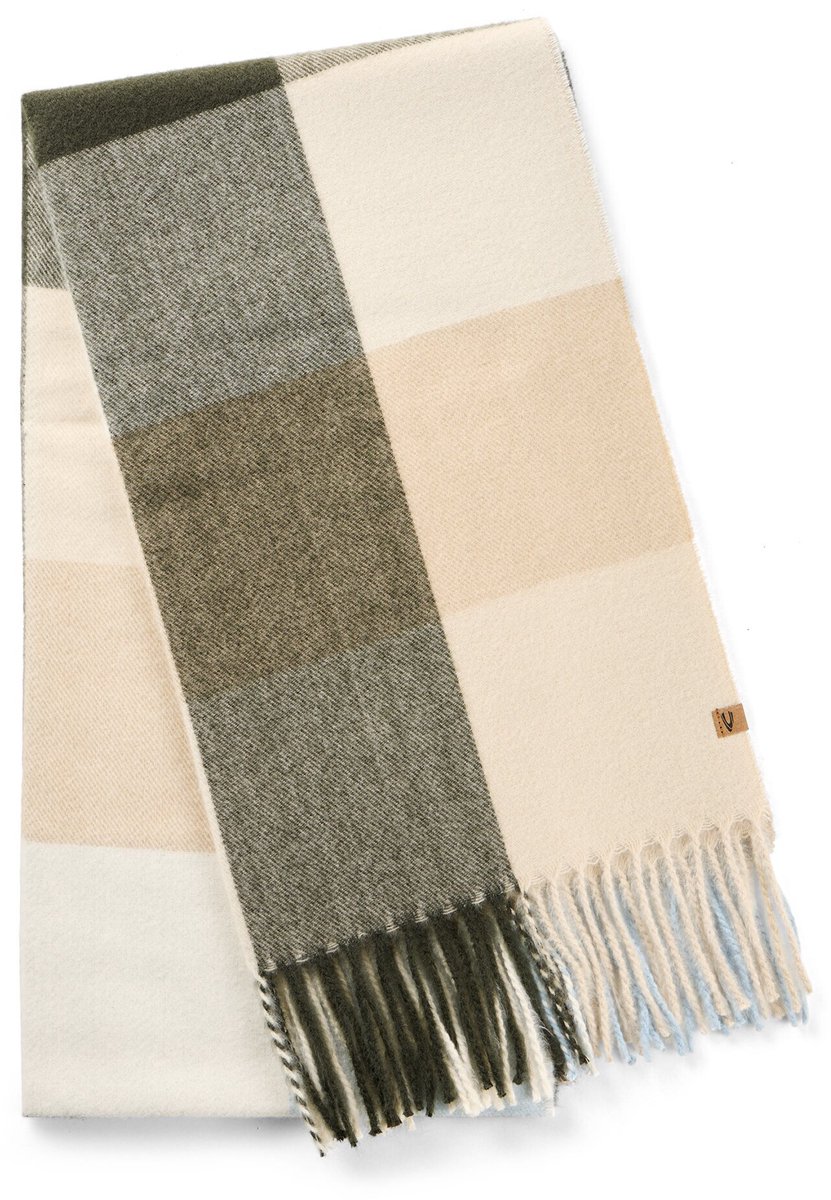 camel active Geweven sjaal met ruitpatroon - Maat womenswear-OS - Bosgroen