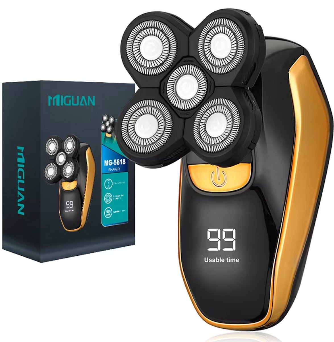 5-in-1 Elektrisch Scheerapparaat voor Mannen – Draadloos & Waterdicht – Hoofdscheerapparaat, Baardtrimmer, Precisietrimmer & Neustrimmer – Voor Nat & Droog Gebruik