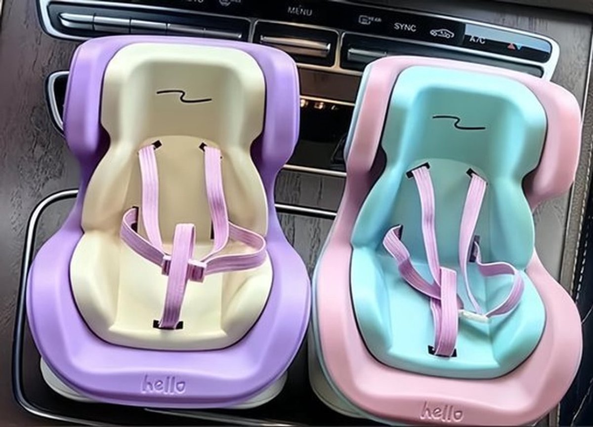 Poppenautostoeltje Duurzaam - Magnetisch Stoeltje - Klemmen/Anti-slip - Zonneschermkussentjes - Voor Poppen 10-17 cm - Eenvoudige Installatie - Poppenstoel