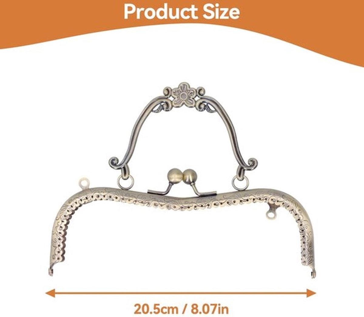Portemonnee Frame Retro Ontwerp - Metalen Tasframe - DIY Portemonnee - DIY Opbergtas - 8,1 Inch - Schokbestendig Materiaal