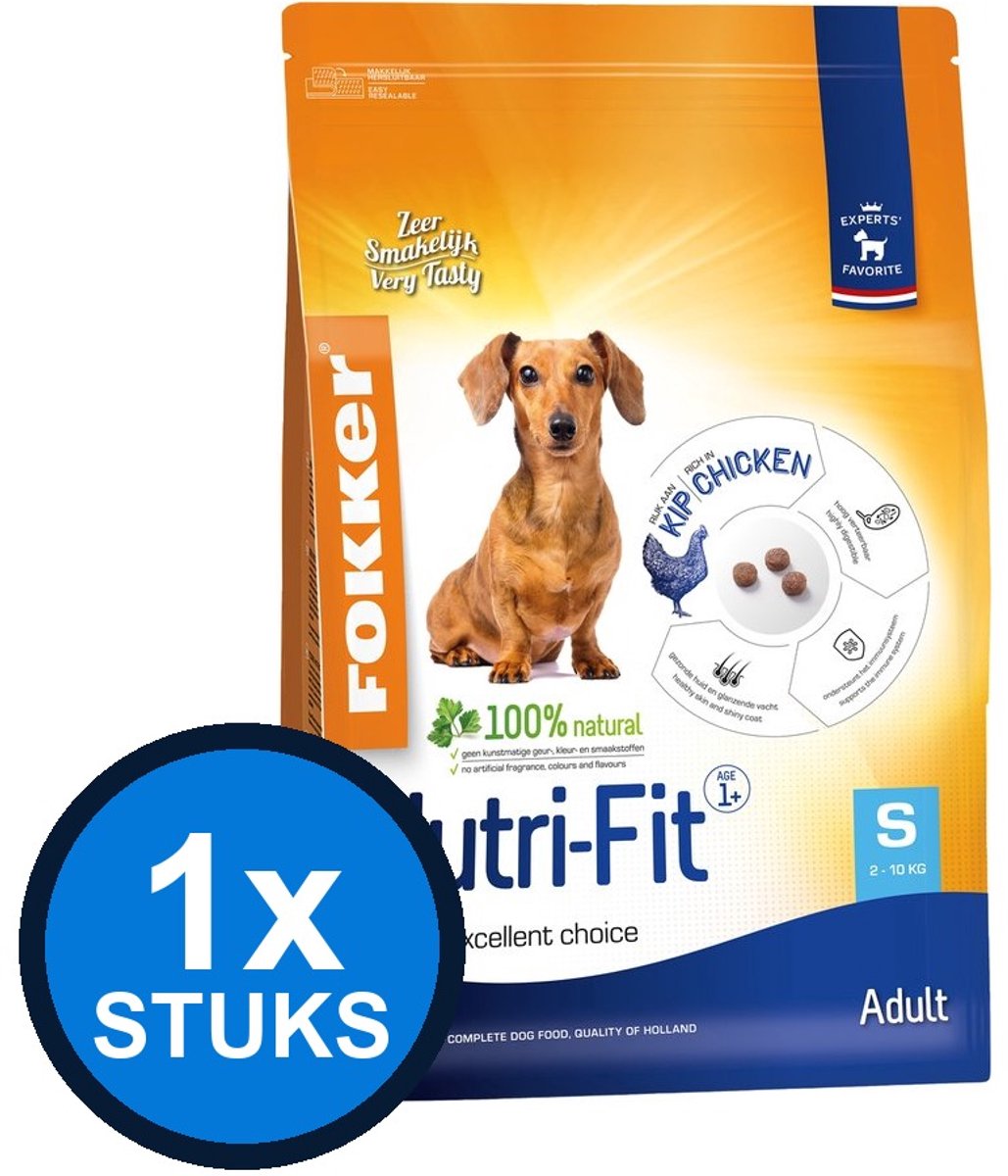 1x Fokker Dog Nutri-Fit S - Hondenvoer - 2,5kg