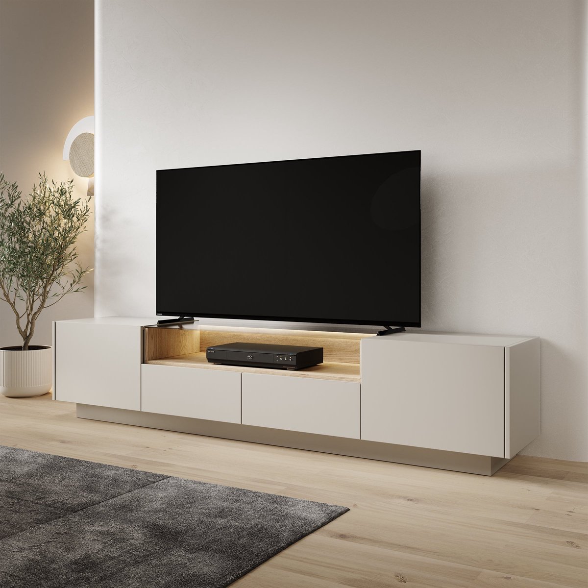 Meubella - Heath - TV-Meubel - Beige - 203x40x43 cm