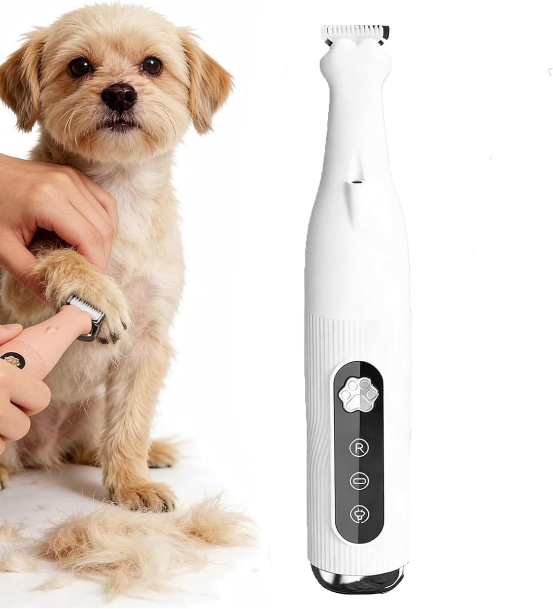 Hondentondeuse voor dikke vacht - Wit - Oplaadbaar via USB - Stille professionele trimmer met LED-verlichting - Voor gevoelige gebieden