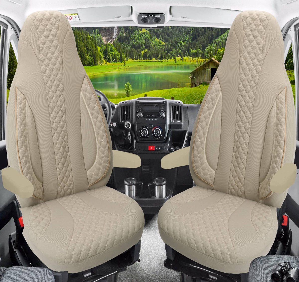 Premium Camper stoelhoezen voor Adria WPL405 in Beige (2 losse stoelen)