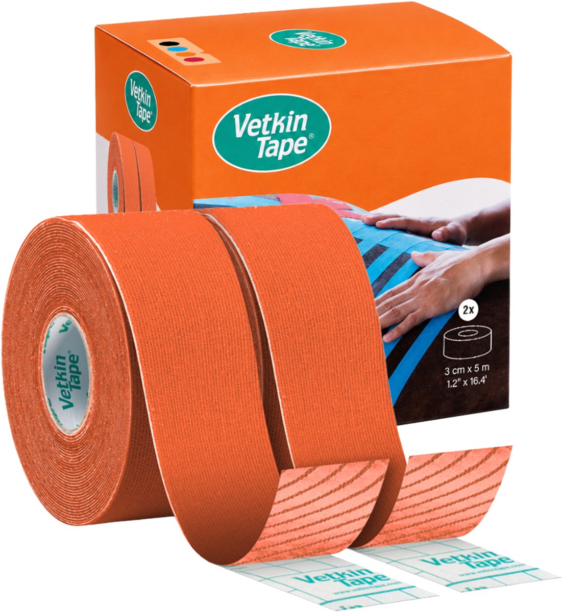 VetkinTape® - Oranje - 2 rollen - Kinesiotape - Voor paarden en andere dieren - 3cm x 5m
