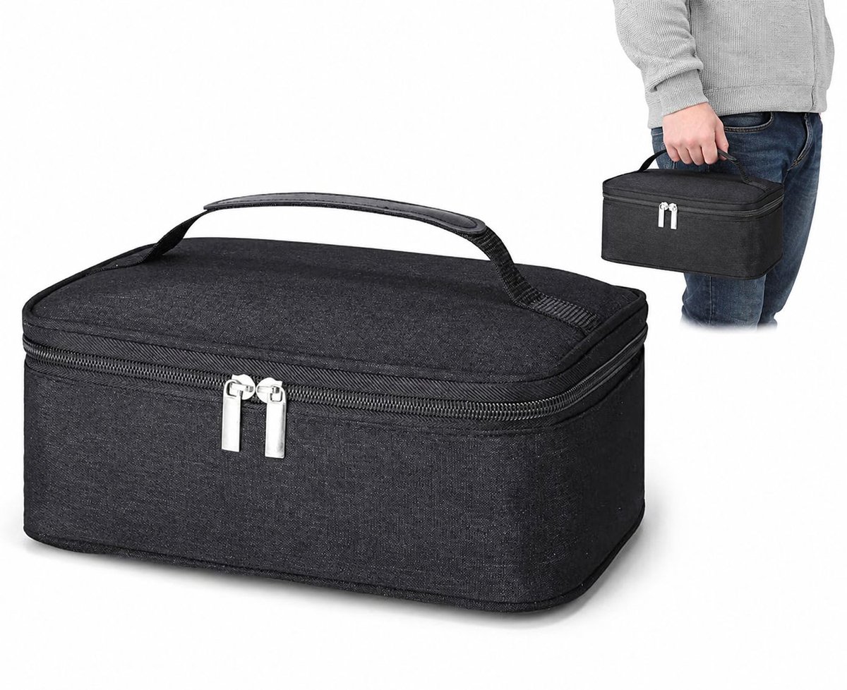 Bobypet - Lunchtas - 3 L geïsoleerde koeltas 25 x 16 x 8 cm - 185 g - voor school, kantoor en picknick - zwart