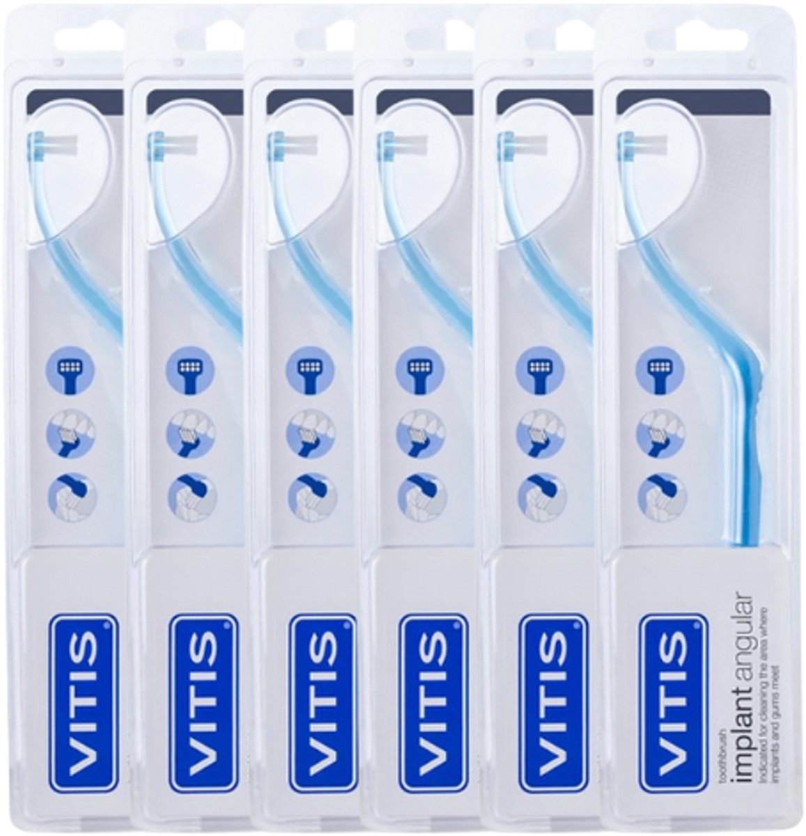 6x Vitis Implant Angular Tandenborstel - Voordeelverpakking