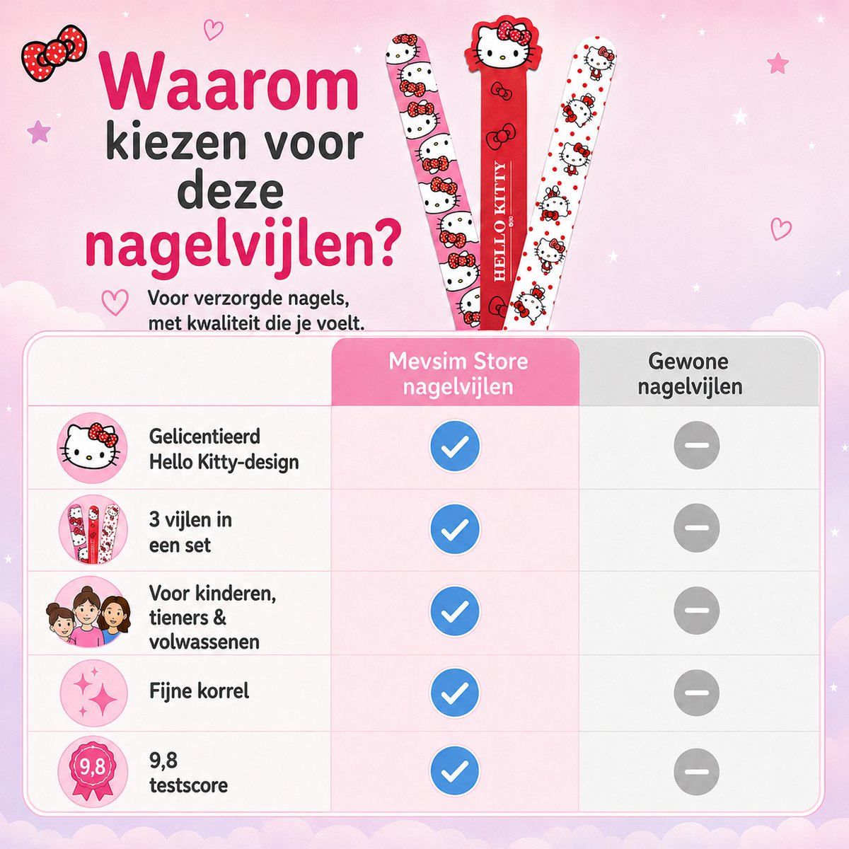 Hello Kitty Nagelvijl Nagelverzorging- 3 Stuks - Manicure Nagel vijl — cadeau in Verzorging - foto 4