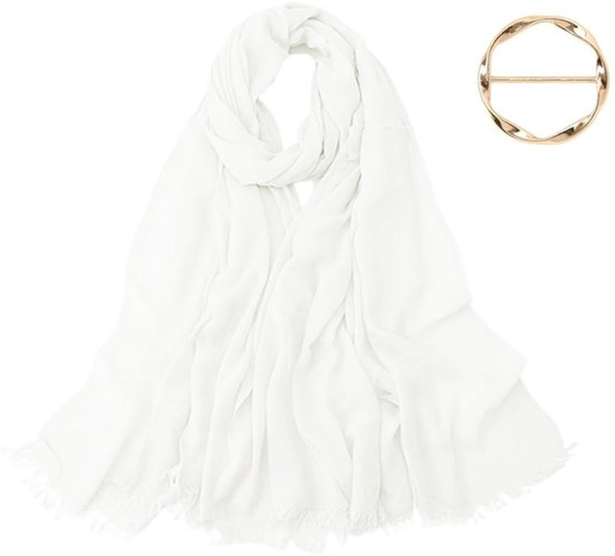 1 x elegante witte sjaal, 1 x zijden sjaal, zacht materiaal, warm en comfortabel, eenvoudig en modieus, benadrukt de kledingstijl, geschikt voor de winter., Melk wit., M