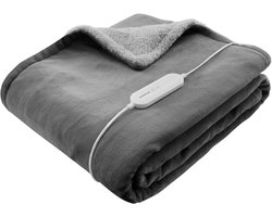 Inventum HB182G Elektrische Warmtedeken - Omslagdeken - 1 Persoons - 180x130cm - 4 Standen - Grijs