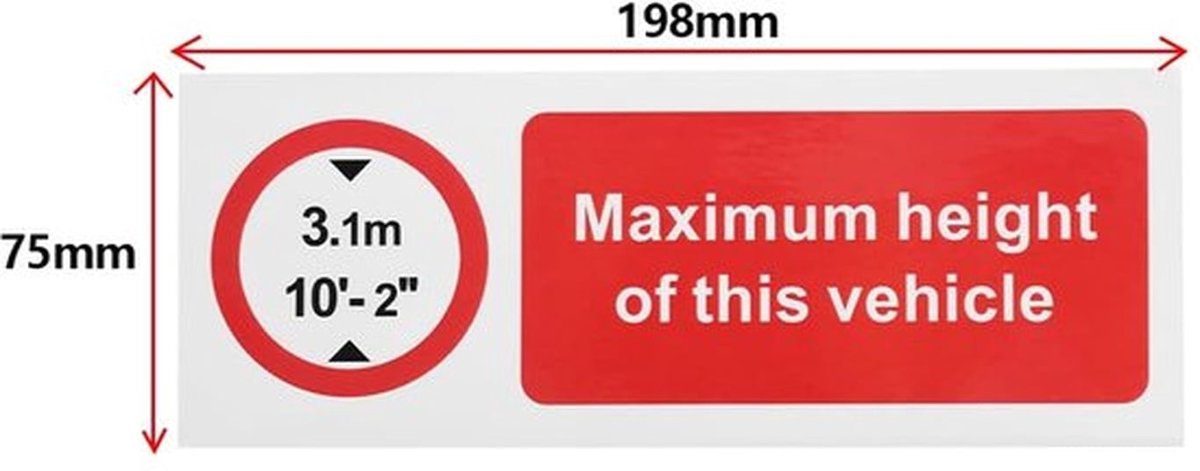 Hoogte Waarschuwingsbord 10 Stuks - PVC Materiaal - 198x75mm - Duidelijk Waarschuwingsbericht - Weerbestendig - Veelzijdige Toepassing - Waarschuwingssticker