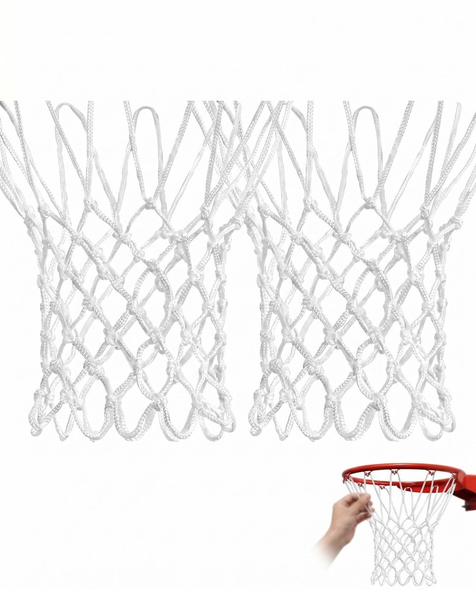 Basketbalnet - Vervangingsnet - Basketbal Spelen - Hoge Duurzaamheid - Standaardmaat - Wit