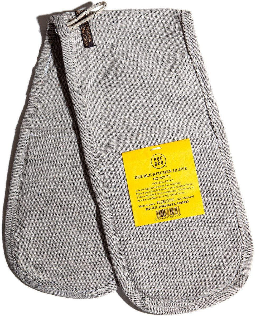 PUEBCO - ovenhandschoen - recycled katoen - grijs - dubbele ovenwanten