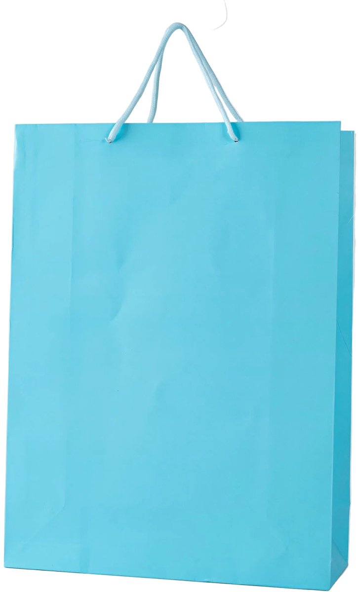 24x Luxe Papieren Koordtassen Blauw – 31x42x12cm – Stevige Cadeautassen & Verpakkingstassen