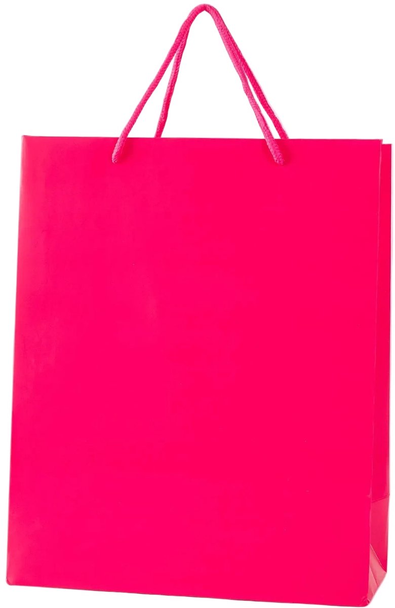 24x Luxe Papieren Koordtassen Hot Pink – 26x32x12cm – Stevige Cadeautassen & Verpakkingstassen