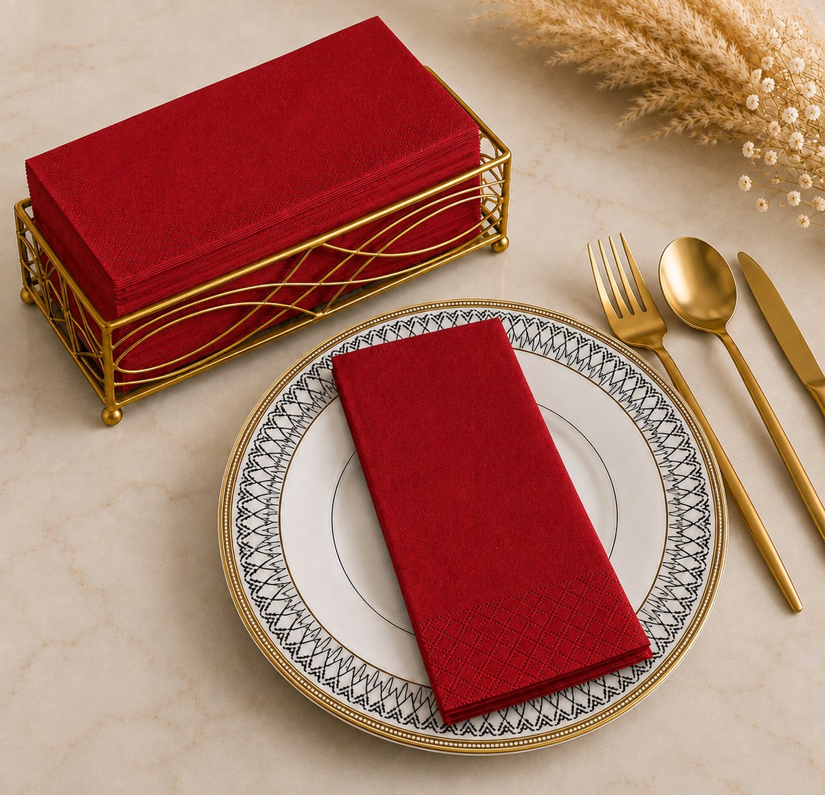 ATXANC Servetten 40 x 40 cm – Rood – 2-laags – 100 Vellen per Pak – 2 Pakken – Zacht en Sterk – Goede Absorptie – Voor Restaurants, Hotels en Dagelijks Gebruik