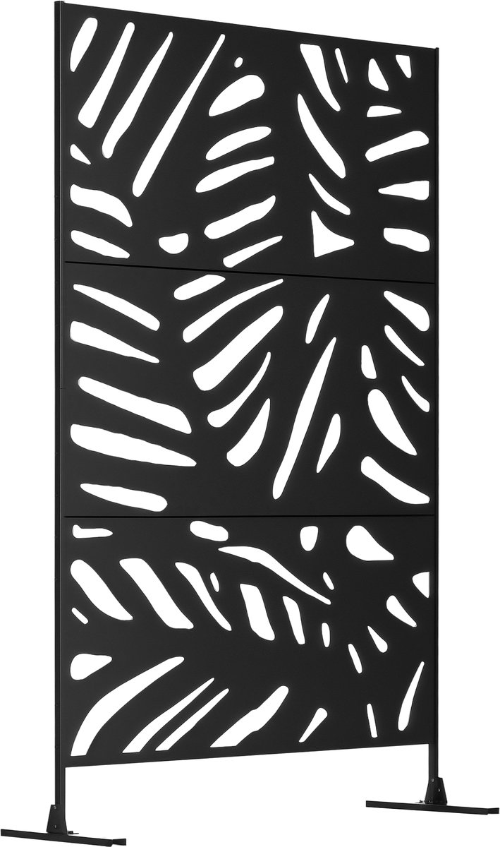 Privacyscherm voor buiten - botanische patronen - 122 x 45 x 198 cm - zwart