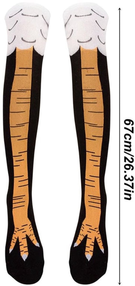 Kip Sokken 2 Paar - 3D Cartoon Dier Sokken - Hoge Knie Sokken - Katoenen Sokken - Crazy Kip Sokken - Dieren Poot Sokken