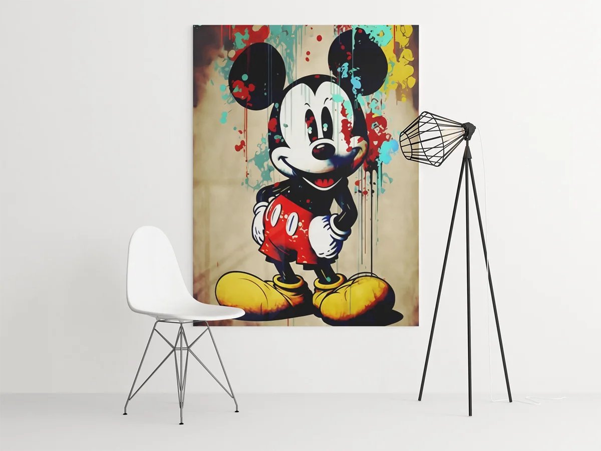 Canvas Schilderij Mickey Mouse - Street Art - Wanddecoratie - 75 x 100 cm