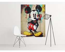 Canvas Schilderij Mickey Mouse - Street Art - Wanddecoratie - 75 x 100 cm