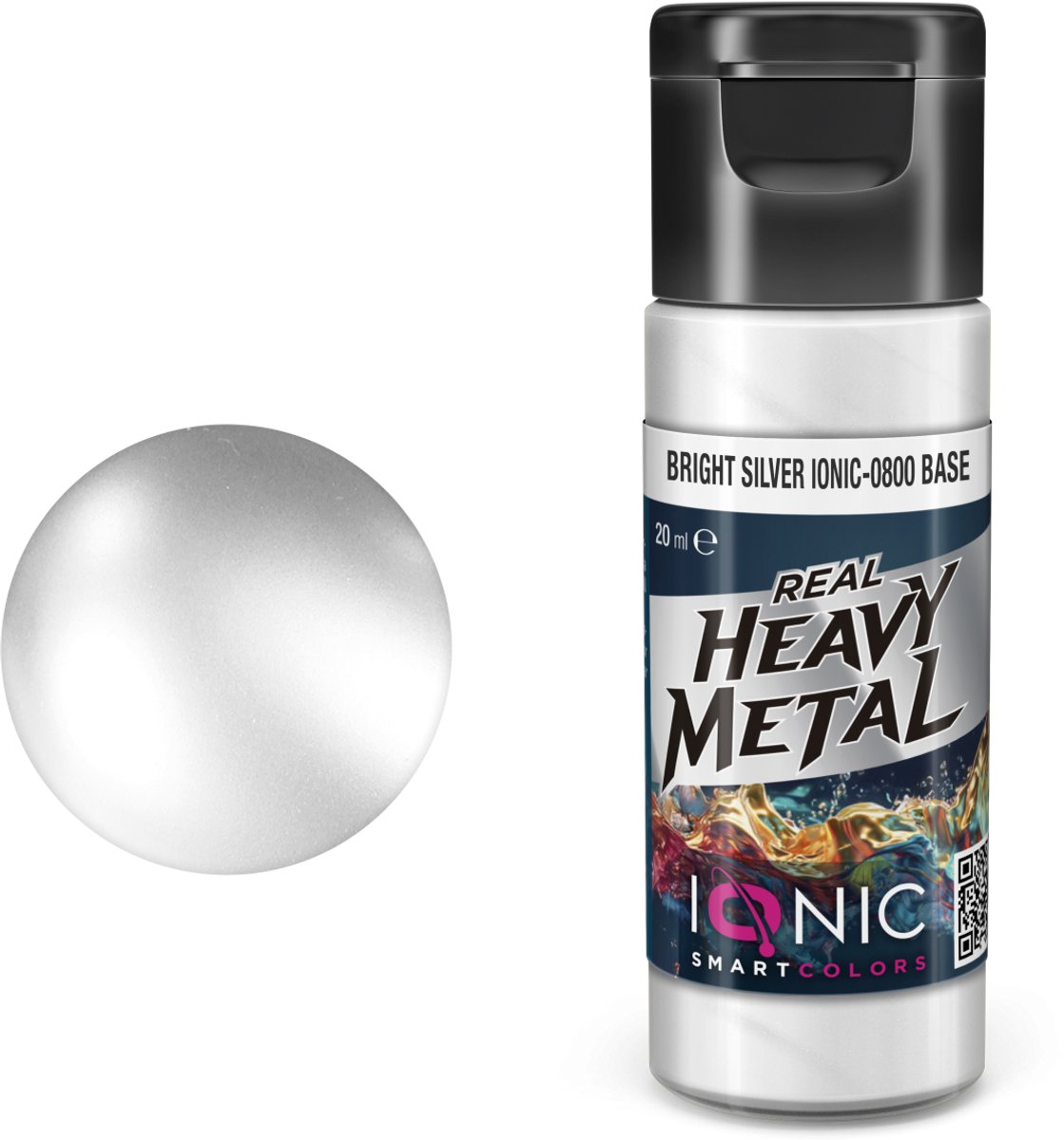 AMMO by Mig Jimenez Hobbyverf Acrylverf - MIG IO0800 Ionic Smart Colors - Real Heavy Metal - Helder Zilver - Base - Metallic Acryl - 20ml Verf potje - 20 ml