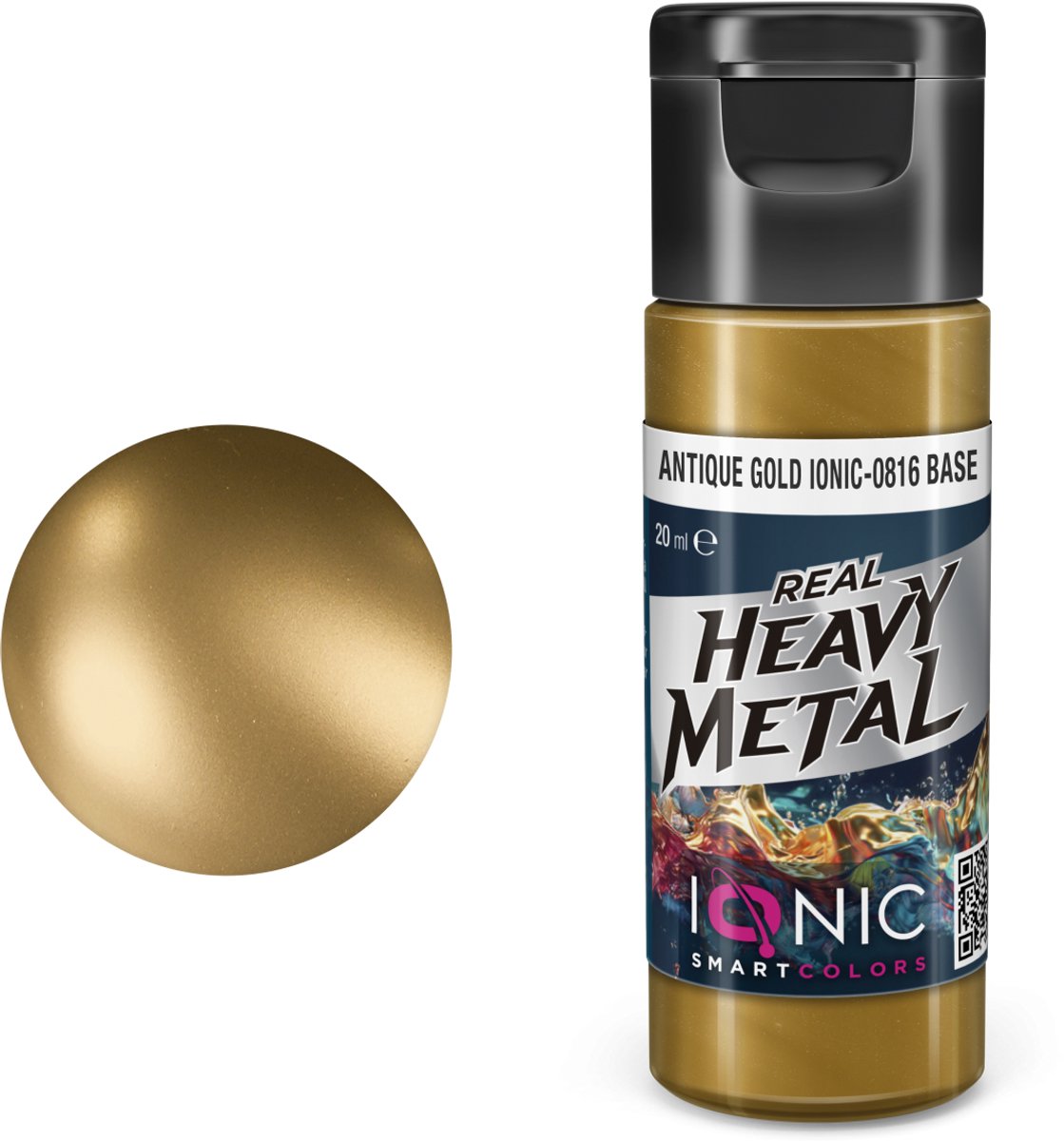AMMO by Mig Jimenez Hobbyverf Acrylverf - MIG IO0816 Ionic Smart Colors - Real Heavy Metal - Antiek Goud - Base - Metallic Acryl - 20ml Verf potje - 20 ml