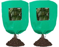 2 Stuks - Plant Vorstbeschermingshoes - 1parr - Plantendekking - 80 x 120 cm - Met Kijkvenster en Rits - Herbruikbare Boomdeken - Trekkoord - Winterbescherming voor Planten - Vorstwerend - Geschikt voor Buitenplanten en Bomen - Groen