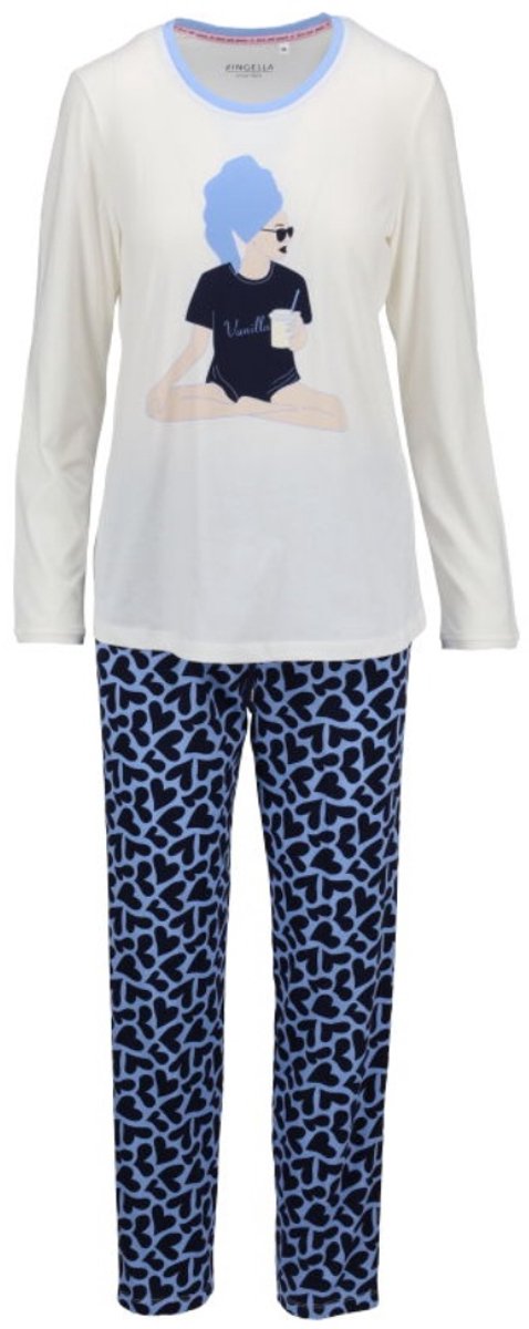 Ringella Katoenen dames pyjama parelwit Ringella - Wit - Maat - 48